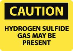 NMC - "Caution - Hydrogen Sulfide Gas May Be Present", 10" Long x 14" Wide, Rigid Plastic Safety Sign - Rectangle, 0.05" Thick, Use for Hazardous Materials - Top Tool & Supply