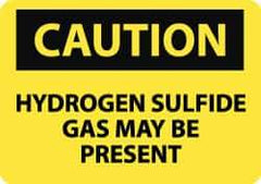 NMC - "Caution - Hydrogen Sulfide Gas May Be Present", 10" Long x 14" Wide, Pressure-Sensitive Vinyl Safety Sign - Rectangle, 0.004" Thick, Use for Hazardous Materials - Top Tool & Supply