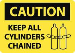 NMC - "Caution - Keep All Cylinders Chained", 10" Long x 14" Wide, Aluminum Safety Sign - Rectangle, 0.04" Thick, Use for Accident Prevention - Top Tool & Supply