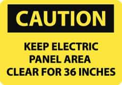 NMC - "Caution - Keep Electric Panel Area Clear for 36 Inches", 10" Long x 14" Wide, Rigid Plastic Safety Sign - Rectangle, 0.05" Thick, Use for Accident Prevention - Top Tool & Supply