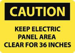 NMC - "Caution - Keep Electric Panel Area Clear for 36 Inches", 10" Long x 14" Wide, Aluminum Safety Sign - Rectangle, 0.04" Thick, Use for Accident Prevention - Top Tool & Supply