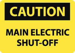 NMC - "Caution - Main Electric Shut-Off", 10" Long x 14" Wide, Aluminum Safety Sign - Rectangle, 0.04" Thick, Use for Accident Prevention - Top Tool & Supply