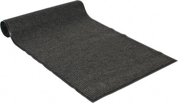 PRO-SAFE - 10 Ft. Long x 3 Ft. Wide, Poly Blended Carpet Surface, Ribbed Entrance Matting - 5/16 Inch Thick, Indoor, Medium Traffic, Vinyl, Gray - Top Tool & Supply