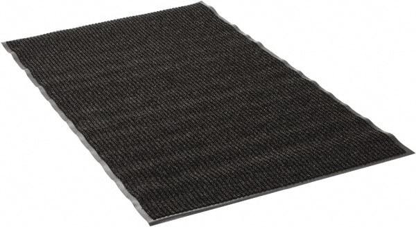 PRO-SAFE - 5 Ft. Long x 3 Ft. Wide, Poly Blended Carpet Surface, Ribbed Entrance Matting - 5/16 Inch Thick, Indoor, Medium Traffic, Vinyl, Black - Top Tool & Supply