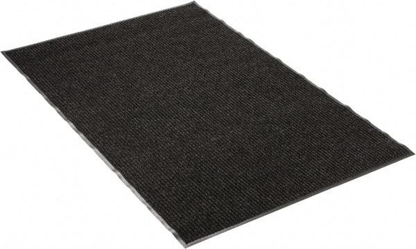 PRO-SAFE - 6 Ft. Long x 4 Ft. Wide, Poly Blended Carpet Surface, Ribbed Entrance Matting - 5/16 Inch Thick, Indoor, Medium Traffic, Vinyl, Black - Top Tool & Supply