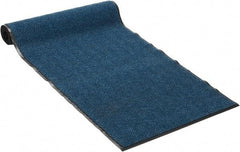 PRO-SAFE - 10 Ft. Long x 3 Ft. Wide, Poly Blended Carpet Surface, Chevron Ribbed Entrance Matting - 5/16 Inch Thick, Indoor, Medium Traffic, Vinyl, Blue, 4 Edged Side - Top Tool & Supply