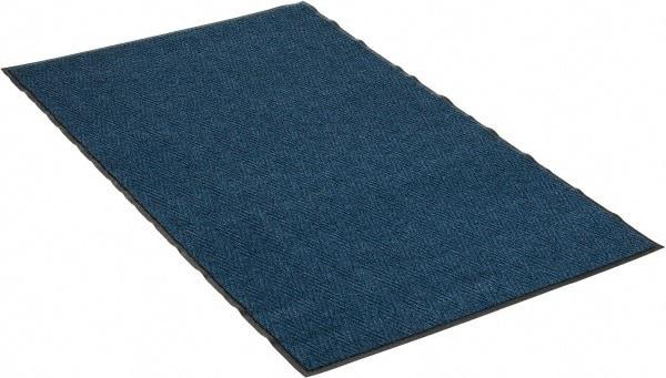 PRO-SAFE - 6 Ft. Long x 4 Ft. Wide, Poly Blended Carpet Surface, Chevron Ribbed Entrance Matting - 5/16 Inch Thick, Indoor, Medium Traffic, Vinyl, Blue, 4 Edged Side - Top Tool & Supply