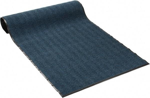 PRO-SAFE - 8 Ft. Long x 4 Ft. Wide, Poly Blended Carpet Surface, Chevron Ribbed Entrance Matting - 5/16 Inch Thick, Indoor, Medium Traffic, Vinyl, Blue, 4 Edged Side - Top Tool & Supply