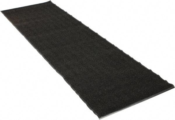 PRO-SAFE - 10 Ft. Long x 3 Ft. Wide, Poly Blended Carpet Surface, Chevron Ribbed Entrance Matting - 5/16 Inch Thick, Indoor, Medium Traffic, Vinyl, Charcoal, 4 Edged Side - Top Tool & Supply