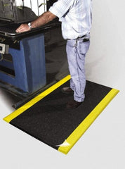 PRO-SAFE - 20' Long x 3' Wide, Dry Environment, Anti-Fatigue Matting - Black with Yellow Borders, Urethane with Vinyl Sponge Base, Beveled on 4 Sides - Top Tool & Supply