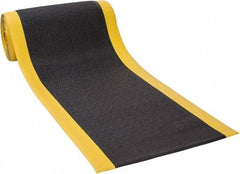 PRO-SAFE - 60' Long x 3' Wide, Dry Environment, Anti-Fatigue Matting - Black with Yellow Borders, Urethane with Vinyl Sponge Base, Beveled on 4 Sides - Top Tool & Supply