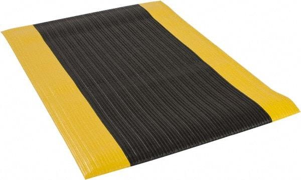 PRO-SAFE - 3' Long x 2' Wide, Dry Environment, Anti-Fatigue Matting - Black with Yellow Borders, Vinyl with Vinyl Sponge Base, Beveled on 4 Sides - Top Tool & Supply