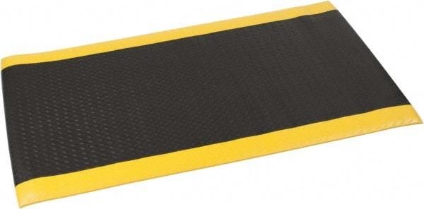 PRO-SAFE - 5' Long x 3' Wide, Dry Environment, Anti-Fatigue Matting - Black with Yellow Borders, Vinyl with Vinyl Sponge Base, Beveled on 4 Sides - Top Tool & Supply