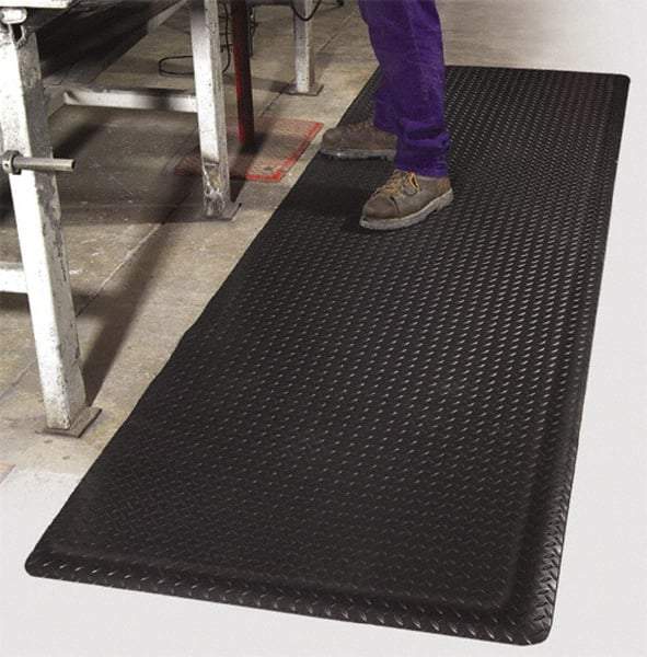 PRO-SAFE - 75' Long x 3' Wide, Dry Environment, Anti-Fatigue Matting - Black, Vinyl with Vinyl Sponge Base, Beveled on 4 Sides - Top Tool & Supply