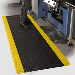 PRO-SAFE - 75' Long x 2' Wide, Dry Environment, Anti-Fatigue Matting - Black with Yellow Borders, Vinyl with Vinyl Sponge Base, Beveled on 4 Sides - Top Tool & Supply