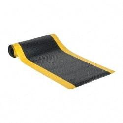 PRO-SAFE - 12' Long x 3' Wide, Dry Environment, Anti-Fatigue Matting - Black with Yellow Borders, Vinyl with Vinyl Sponge Base, Beveled on 4 Sides - Top Tool & Supply