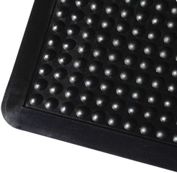 PRO-SAFE - 4' Long x 3' Wide, Dry Environment, Anti-Fatigue Matting - Black, Natural Rubber with Rubber Base, Rounded on 4 Sides - Top Tool & Supply