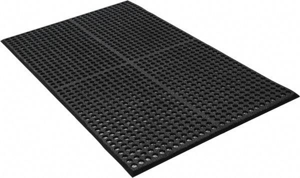 PRO-SAFE - 5' Long x 3' Wide, Dry/Wet Environment, Anti-Fatigue Matting - Black, SBR Rubber with Rubber Base, Beveled on 4 Sides - Top Tool & Supply