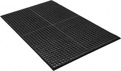 PRO-SAFE - 5' Long x 3' Wide, Dry/Wet Environment, Anti-Fatigue Matting - Black, SBR Rubber with Rubber Base, Beveled on 4 Sides - Top Tool & Supply