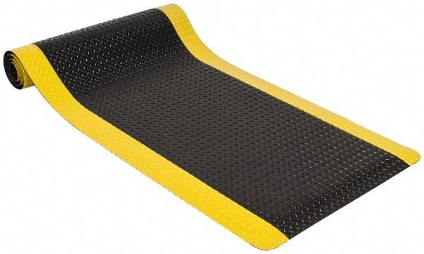 PRO-SAFE - 10' Long x 3' Wide, Dry Environment, Anti-Fatigue Matting - Black with Yellow Borders, Vinyl with Vinyl Sponge Base, Beveled on 4 Sides - Top Tool & Supply