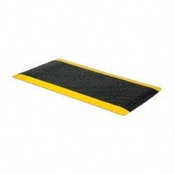 PRO-SAFE - 5' Long x 3' Wide, Dry Environment, Anti-Fatigue Matting - Black with Yellow Borders, Vinyl with Vinyl Sponge Base, Beveled on 4 Sides - Top Tool & Supply