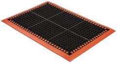 PRO-SAFE - Dry/Wet Environment, Anti-Fatigue Matting - Black with Orange Borders, Natural Rubber with Rubber Base, Beveled on 4 Sides - Top Tool & Supply