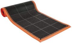 PRO-SAFE - 10' Long x 3' Wide, Dry/Wet Environment, Anti-Fatigue Matting - Black with Orange Borders, Natural Rubber with Rubber Base, Beveled on 4 Sides - Top Tool & Supply