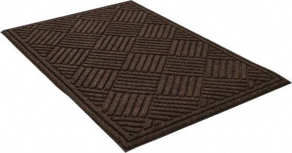 PRO-SAFE - 3 Ft. Long x 2 Ft. Wide, Poly Blended Carpet Surface, Raised Diamond Pattern Entrance Matting - 1/4 Inch Thick, Indoor, Heavy Traffic, Recycled Rubber, Walnut - Top Tool & Supply