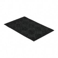 PRO-SAFE - 3 Ft. Long x 2 Ft. Wide, Poly Blended Carpet Surface, Raised Diamond Pattern Entrance Matting - 1/4 Inch Thick, Indoor, Heavy Traffic, Recycled Rubber, Black - Top Tool & Supply