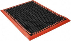 PRO-SAFE - Dry/Wet Environment, Anti-Fatigue Matting - Black with Orange Borders, Natural Rubber with Rubber Base, Beveled on 4 Sides - Top Tool & Supply