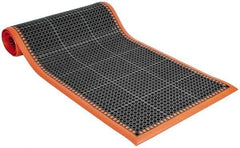 PRO-SAFE - 10' Long x 3' Wide, Dry/Wet Environment, Anti-Fatigue Matting - Black with Orange Borders, Natural Rubber with Rubber Base, Beveled on 4 Sides - Top Tool & Supply