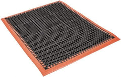 PRO-SAFE - 3' Wide, Dry/Wet Environment, Anti-Fatigue Matting - Black with Orange Borders, Natural Rubber with Rubber Base, Beveled on 4 Sides - Top Tool & Supply