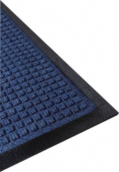 PRO-SAFE - 5 Ft. Long x 3 Ft. Wide, Poly Blended Carpet Surface, Raised Waffle Pattern Entrance Matting - 1/4 Inch Thick, Indoor, Heavy Traffic, Nitrile Rubber, Blue - Top Tool & Supply