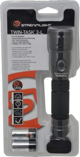 Streamlight - White LED Bulb, 120 Lumens, Industrial/Tactical Flashlight - Black Aluminum Body, 2 Lithium Batteries Included - Top Tool & Supply