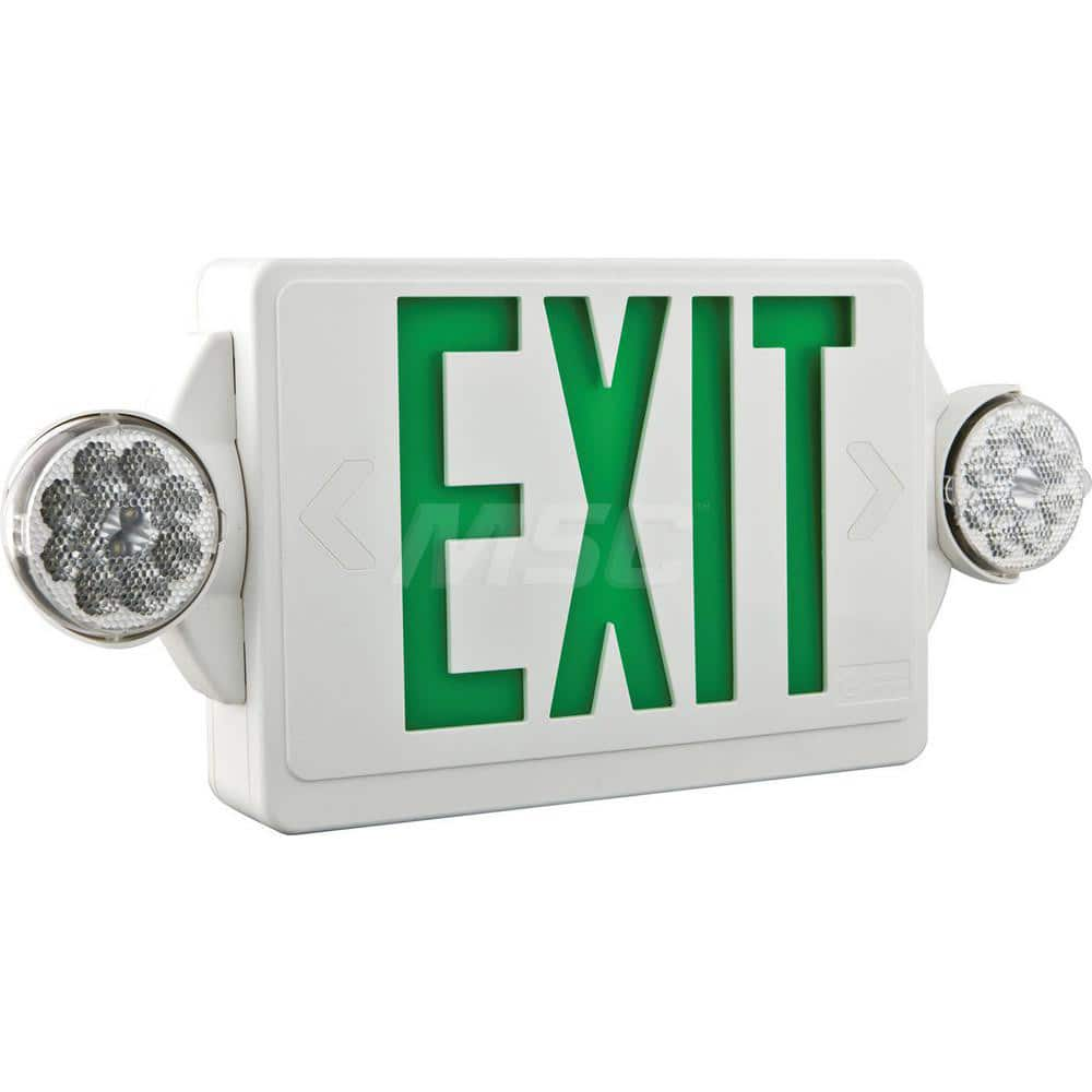 Combination Exit Signs; Mounting Type: Surface Mount; Wall Mount; Ceiling Mount; Number of Faces: 2; Lamp Type: LED; Number of Heads: 0