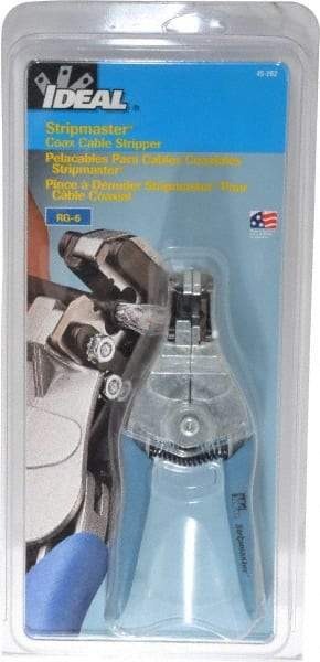 Ideal - RG-6 Max Capacity Automatic Wire Stripper - 7" OAL, Plastic Cushion Handle - Top Tool & Supply