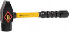 NUPLA - 4 Lb Head Forged Steel Cross Pein Hammer - 14" Fiberglass Handle, 1-3/4" Face Diam, 14" OAL - Top Tool & Supply