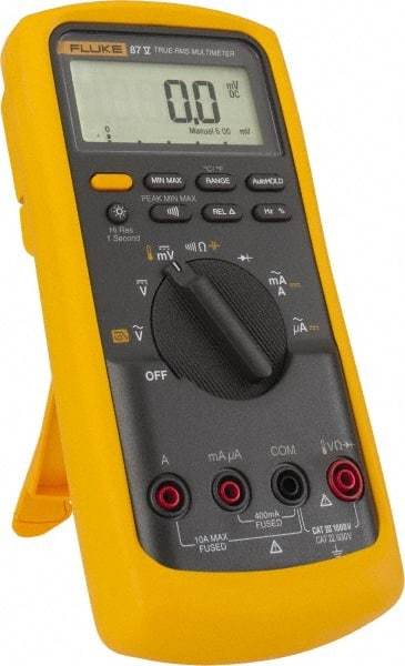 Fluke - 87-5, CAT IV, CAT III, 1,000 VAC/VDC, Digital True RMS Auto Ranging Manual Ranging Multimeter - 50 mOhm, Measures Voltage, Capacitance, Current, Frequency, Resistance, Temperature - Top Tool & Supply