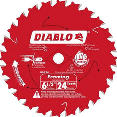 Freud - 6-1/2" Diam, 5/8" Arbor Hole Diam, 24 Tooth Wet & Dry Cut Saw Blade - Carbide-Tipped, Standard Round Arbor - Top Tool & Supply