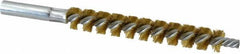 Schaefer Brush - 4" Brush Length, 9/16" Diam, Double Stem, Single Spiral Tube Brush - 6-1/4" Long, Brass, 12-24 Female Connection - Top Tool & Supply