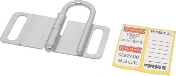 Master Lock - Single Jaw, 1" Jaw Diam, 4 PadLocks, Steel Lockout Hasp - Fold-Over with Slot, 3-1/4" Long, Silver - Top Tool & Supply