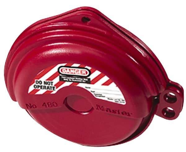 Master Lock - 1 to 3 Inch Valve Handle Size, Xenoy Rotating Gate Valve Wheel Lockout - 5/16 Inch Max Shackle Diameter, Red - Top Tool & Supply