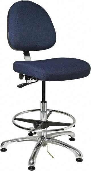 Bevco - ESD Swivel Stool with Back Rest - 20" Wide x 18" Deep, Fabric Mesh Seat, Navy - Top Tool & Supply