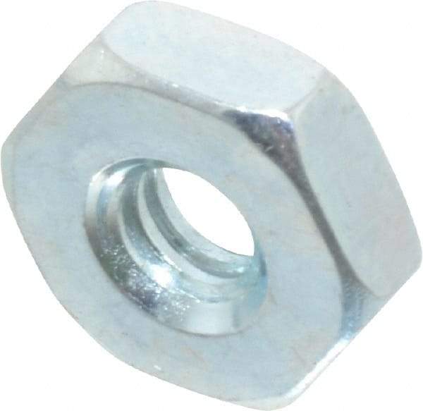 Value Collection - #6-32 UNC Steel Right Hand Hex Nut - 5/16" Across Flats, 7/64" High, Zinc-Plated Finish - Top Tool & Supply