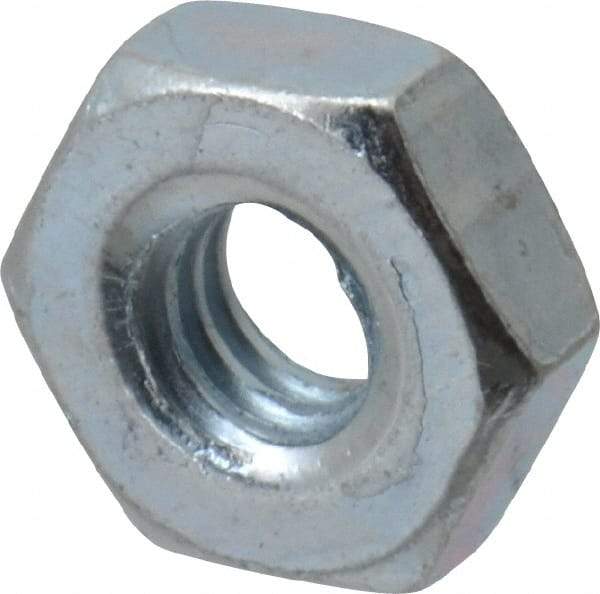 Value Collection - #8-32 UNC Steel Right Hand Hex Nut - 11/32" Across Flats, 1/8" High, Zinc-Plated Finish - Top Tool & Supply