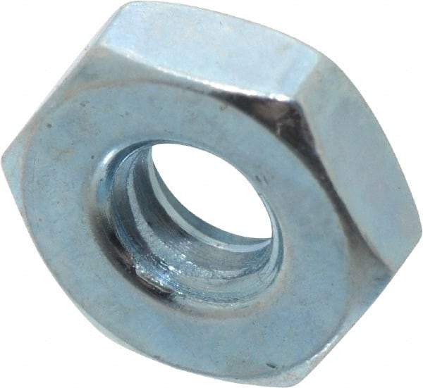 Value Collection - #10-24 UNC Steel Right Hand Hex Nut - 3/8" Across Flats, 1/8" High, Zinc-Plated Finish - Top Tool & Supply