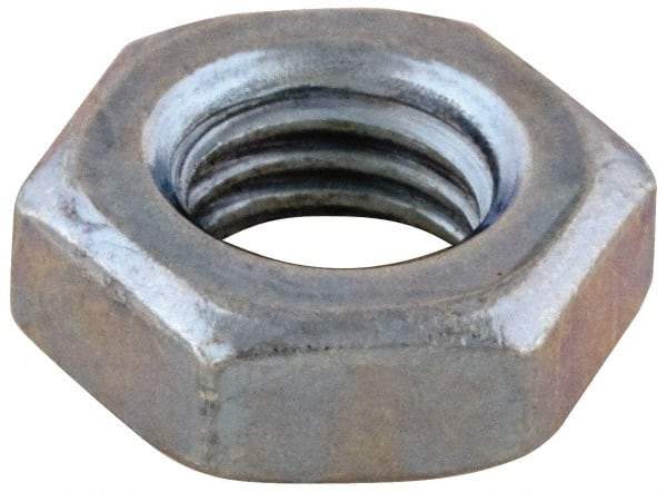 Value Collection - #12-24 UNC Steel Right Hand Machine Screw Hex Nut - 7/16" Across Flats, 5/32" High, Zinc-Plated Finish - Top Tool & Supply