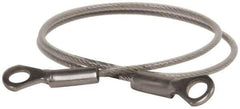 Made in USA - 12" Long, Stainless Steel Cable Eye & Eye End, Quick Release Pin Lanyard - 3/64" Cable Diam, 3/16" Hole Diam, Nylon Cable - Top Tool & Supply