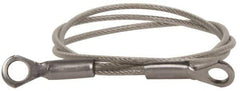 Made in USA - 18" Long, Stainless Steel Cable Eye & Eye End, Quick Release Pin Lanyard - 3/64" Cable Diam, 3/16" Hole Diam, Nylon Cable - Top Tool & Supply