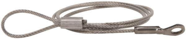 Made in USA - 18" Long, Stainless Steel Cable Loop & Eye End, Quick Release Pin Lanyard - 3/64" Cable Diam, 3/16" Hole Diam, Nylon Cable - Top Tool & Supply